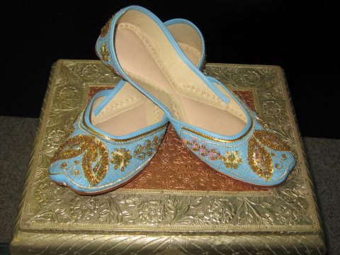 Gurgabi Wedding Shoes from India in Light Blue color